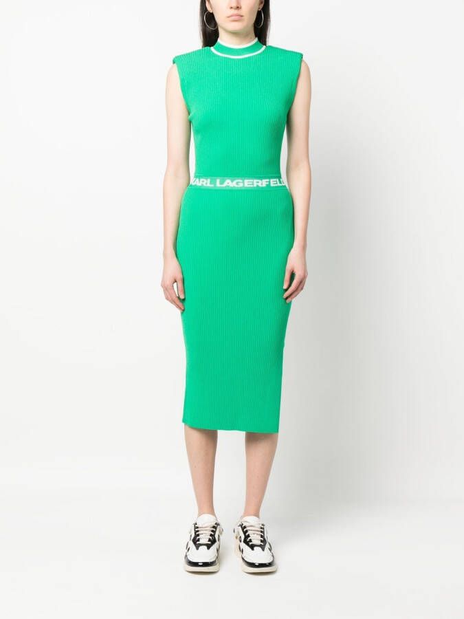Karl Lagerfeld Jurk met logoband Groen