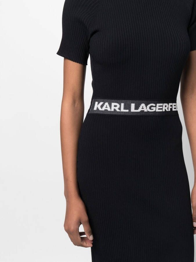 Karl Lagerfeld Jurk met logoband Zwart