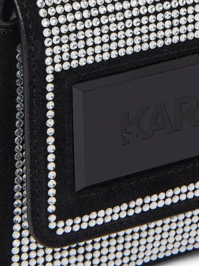 Karl Lagerfeld IKON K kleine Flap schoudertas met kristal Zwart
