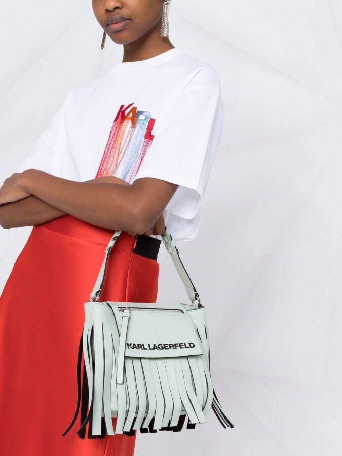 Karl Lagerfeld K Fringe hobo kleine tas Groen