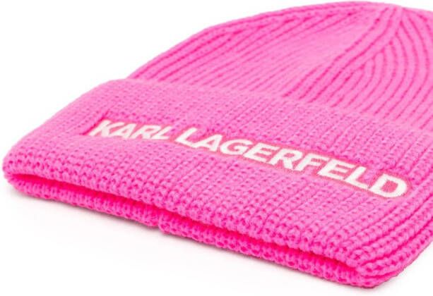 Karl Lagerfeld Kids Muts met geborduurd logo Roze