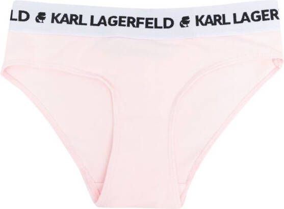 Karl Lagerfeld Kids Set van 2 slips met logoband Roze