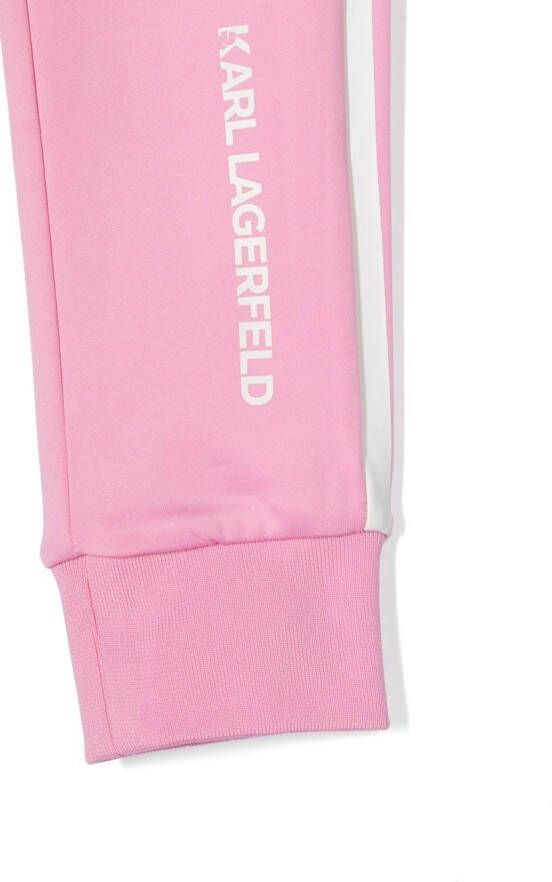 Karl Lagerfeld Kids Joggingbroek met zijstreep Roze
