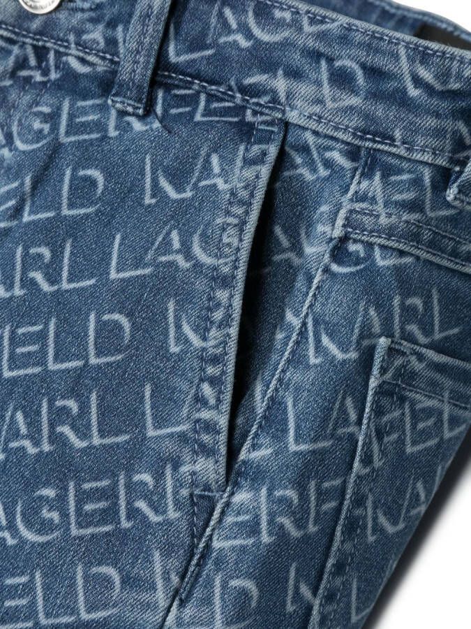 Karl Lagerfeld Kids Spijkershorts met logoprint Blauw