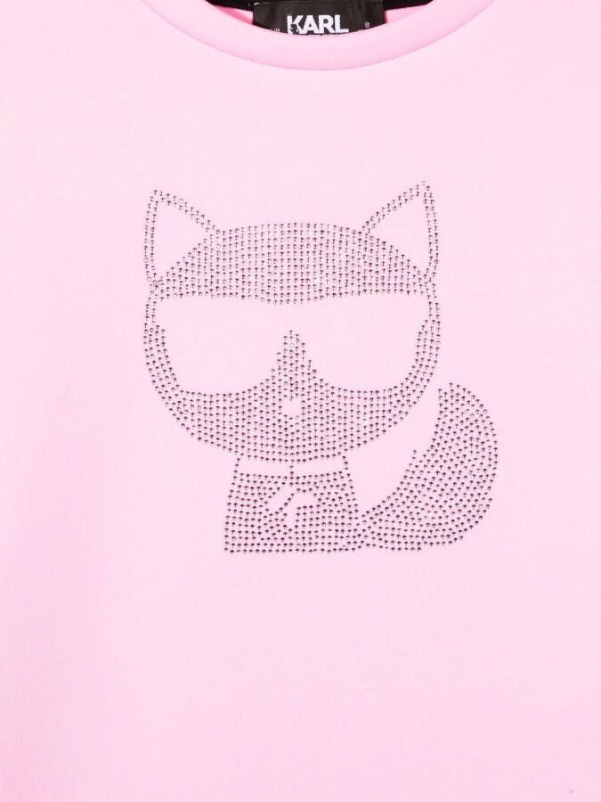 Karl Lagerfeld Kids Sweaterjurk verfraaid met logo Roze