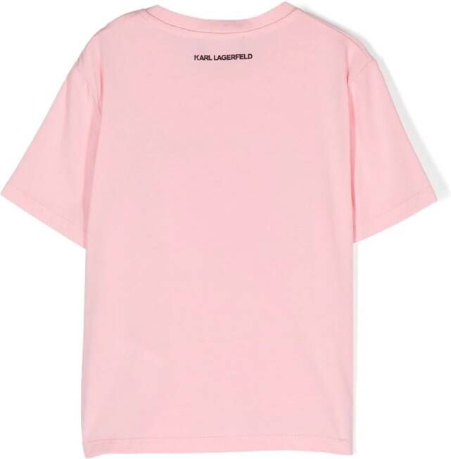 Karl Lagerfeld Kids T-shirt met print Roze