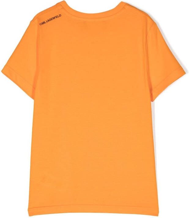 Karl Lagerfeld Kids T-shirt met tekst Oranje
