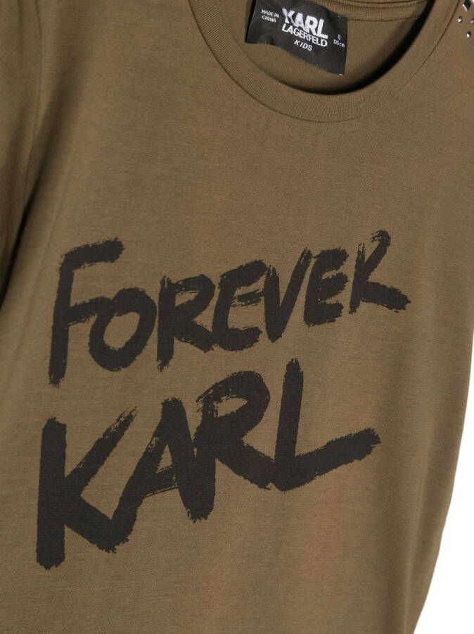 Karl Lagerfeld Kids T-shirt verfraaid met rockstuds Groen