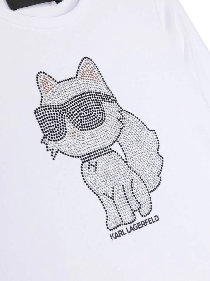 Karl Lagerfeld Kids T-shirt verfraaid met stras Wit