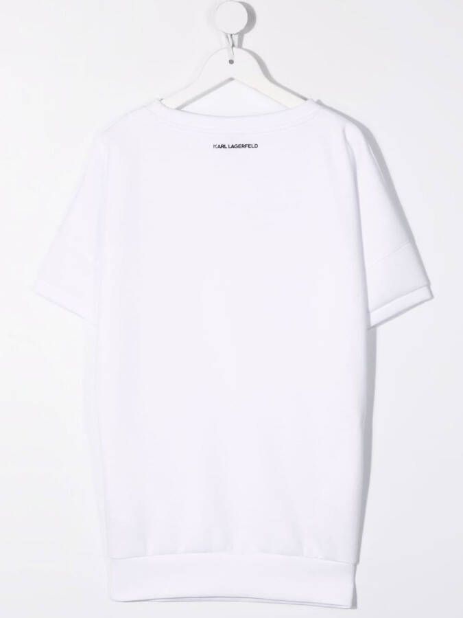 Karl Lagerfeld Kids T-shirtjurk met logoprint Wit