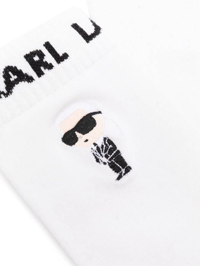 Karl Lagerfeld Drie paar Ikonik intarsia sokken Wit