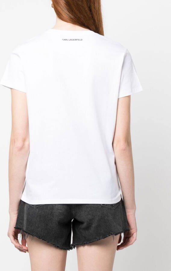 Karl Lagerfeld Ikonik T-shirt van biologisch katoen Wit