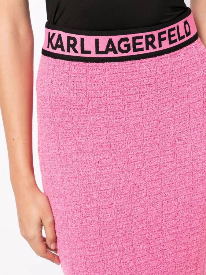 Karl Lagerfeld Kokerrok met logo tailleband Roze