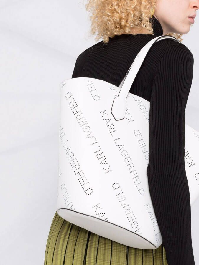 Karl Lagerfeld k Punched shopper met logo Wit