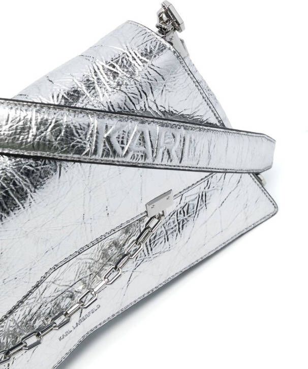 Karl Lagerfeld K Seven 2.0 metallic schoudertas Zilver