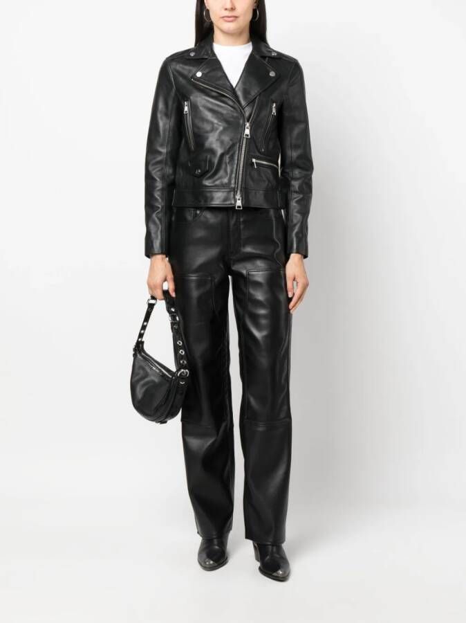 Karl Lagerfeld Leren bikerjack Zwart