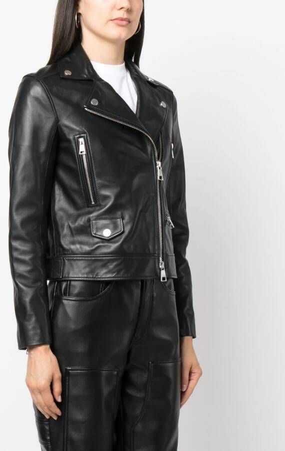 Karl Lagerfeld Leren bikerjack Zwart