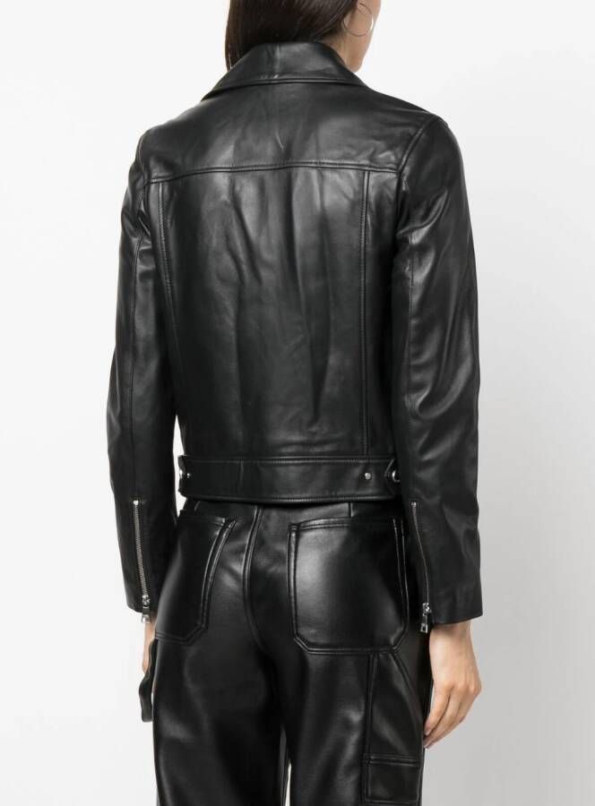 Karl Lagerfeld Leren bikerjack Zwart