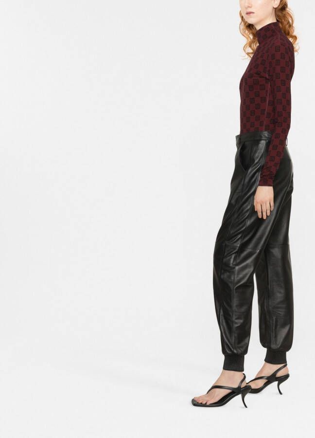 Karl Lagerfeld Leren broek Zwart