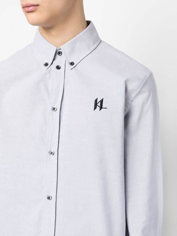 Karl Lagerfeld Overhemd met geborduurd logo Grijs