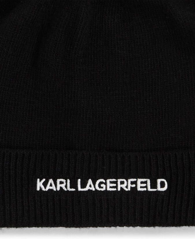 Karl Lagerfeld Ribgebreide muts Zwart