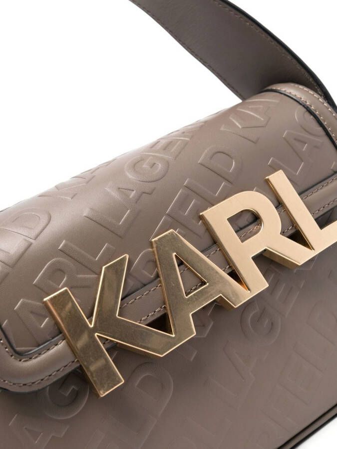 Karl Lagerfeld Shopper met logo-reliëf Bruin
