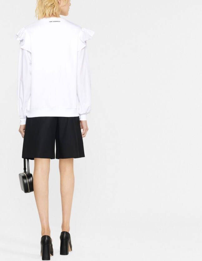 Karl Lagerfeld Sweater met ruches Wit