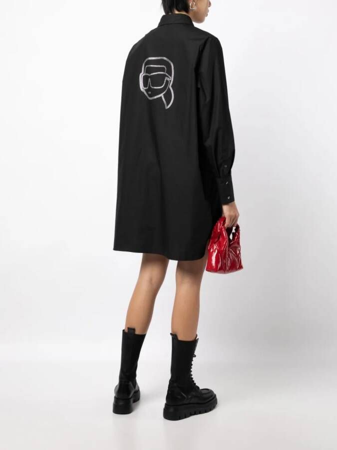 Karl Lagerfeld T-shirt met logo-reliëf Zwart