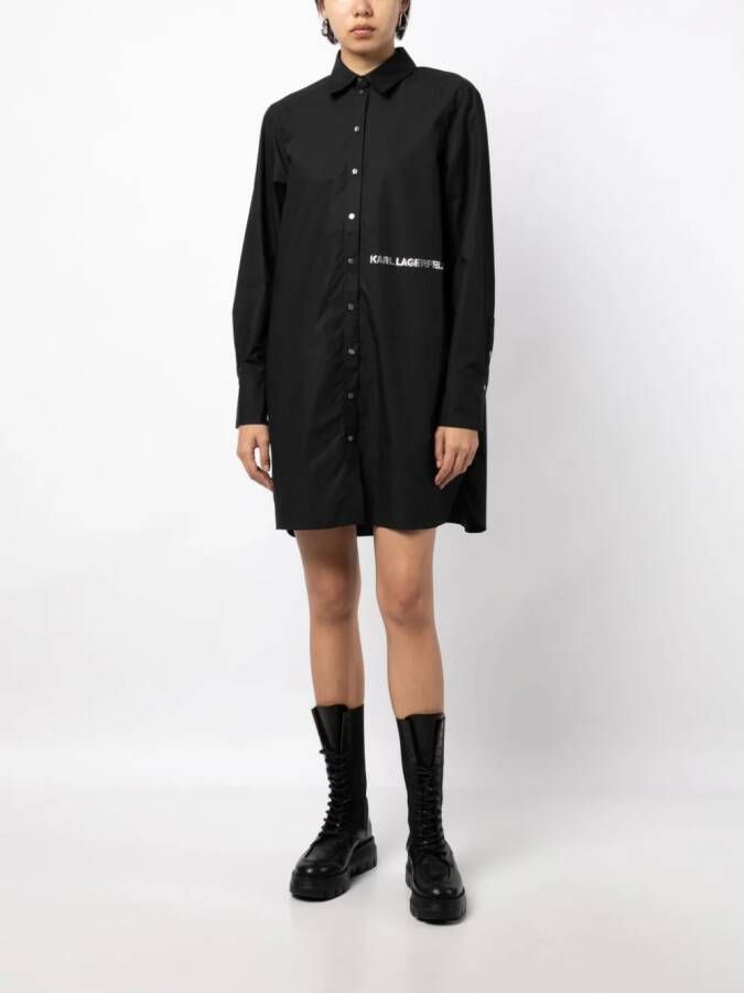 Karl Lagerfeld T-shirt met logo-reliëf Zwart