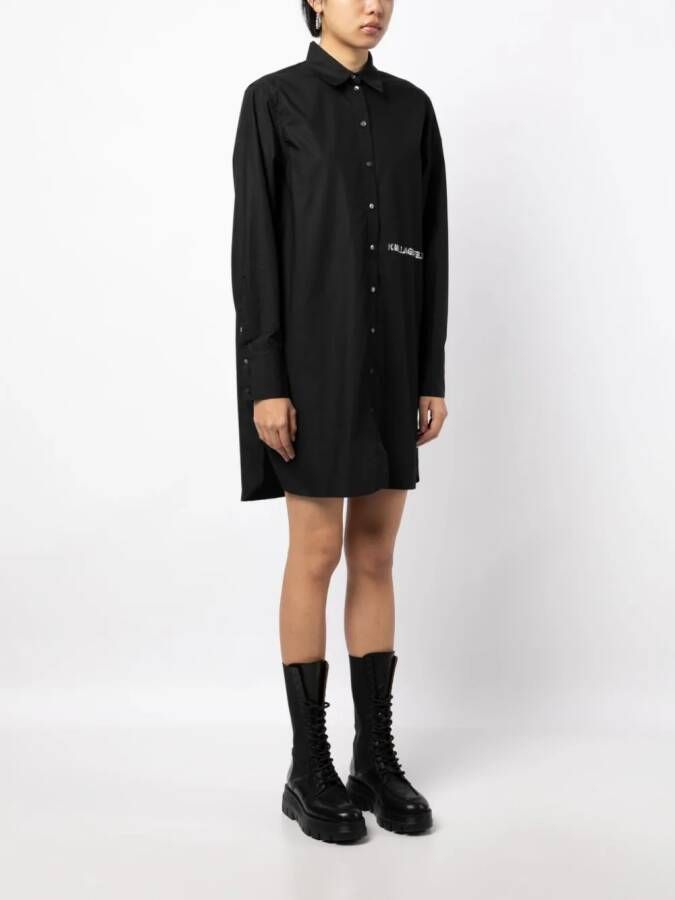 Karl Lagerfeld T-shirt met logo-reliëf Zwart