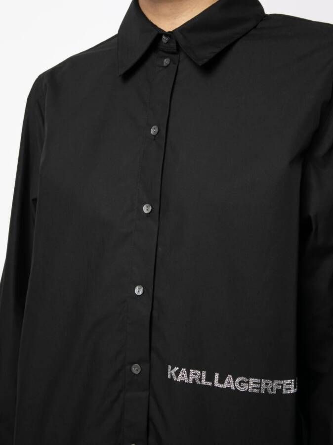Karl Lagerfeld T-shirt met logo-reliëf Zwart