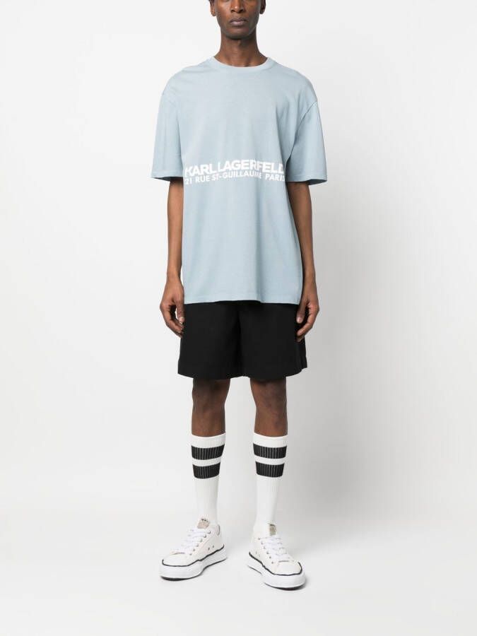Karl Lagerfeld T-shirt van biologisch katoen met logoprint Blauw