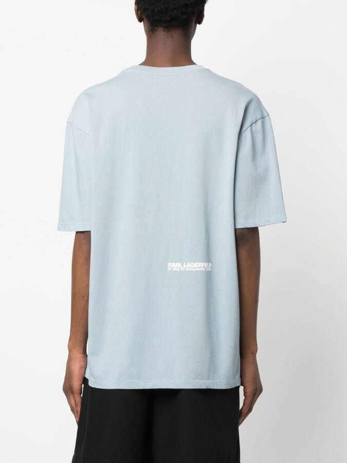 Karl Lagerfeld T-shirt van biologisch katoen met logoprint Blauw