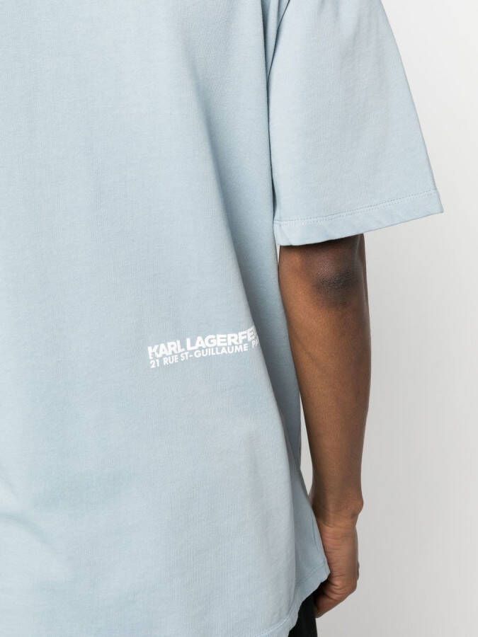 Karl Lagerfeld T-shirt van biologisch katoen met logoprint Blauw