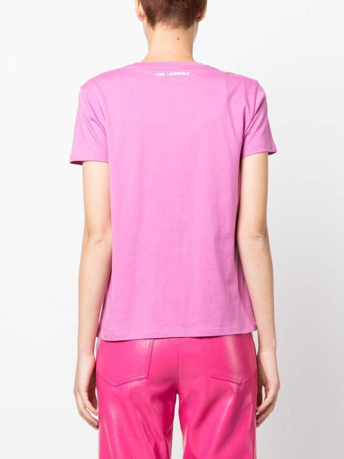 Karl Lagerfeld T-shirt met logoprint Roze