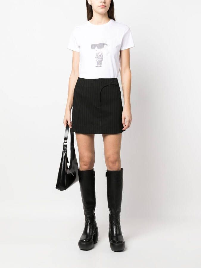 Karl Lagerfeld Ikonik T-shirt verfraaid met stras Wit