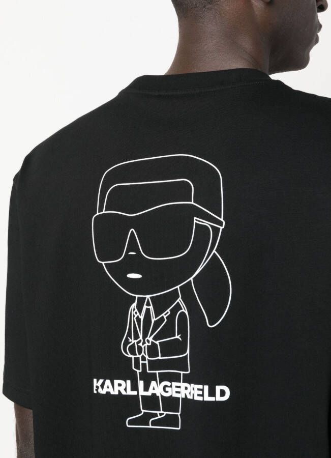 Karl Lagerfeld Ikon Outline T-shirt van biologisch katoen Zwart