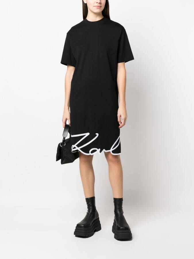 Karl Lagerfeld Signature Hem jurk van biologisch katoen Zwart
