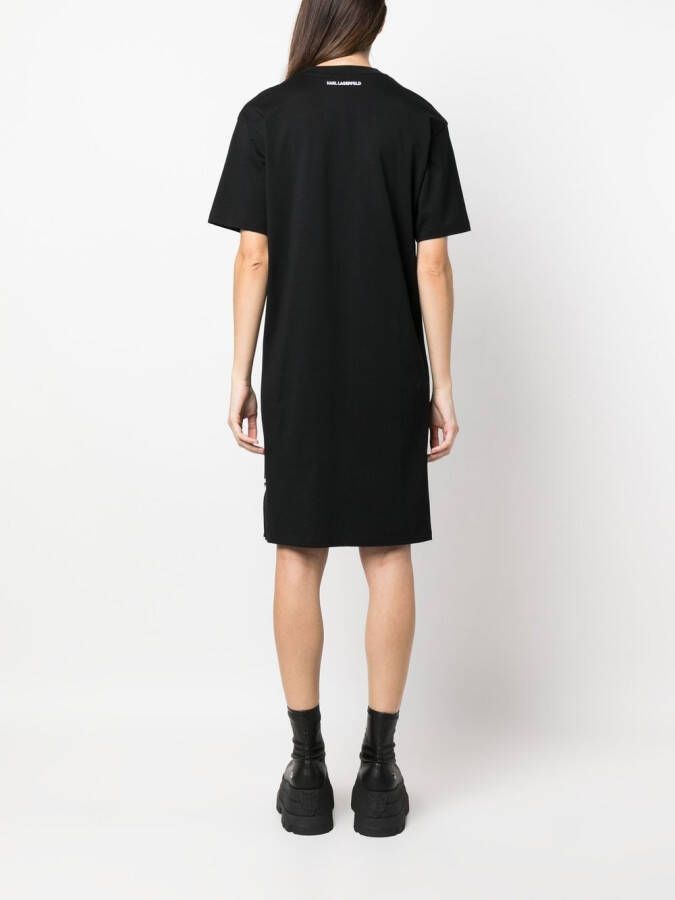 Karl Lagerfeld Signature Hem jurk van biologisch katoen Zwart