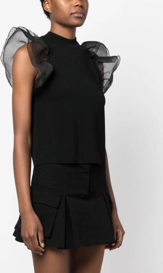 Karl Lagerfeld Top met pofmouwen Zwart
