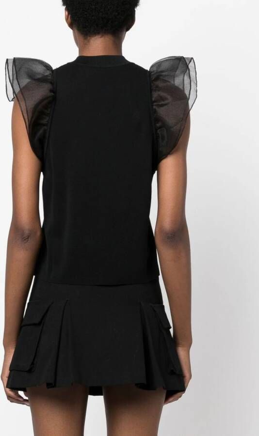 Karl Lagerfeld Top met pofmouwen Zwart