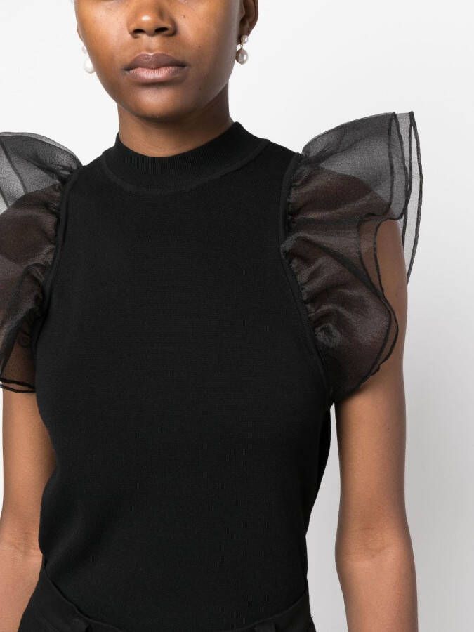 Karl Lagerfeld Top met pofmouwen Zwart
