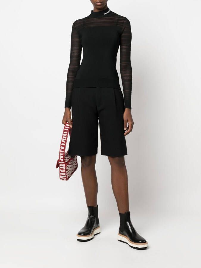 Karl Lagerfeld Top met geborduurd logo Zwart