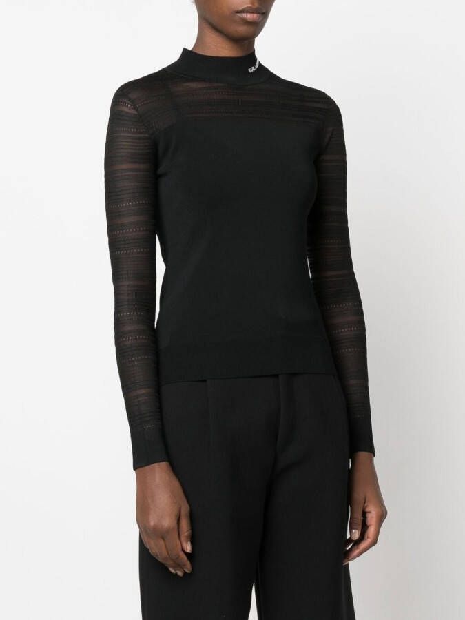 Karl Lagerfeld Top met geborduurd logo Zwart