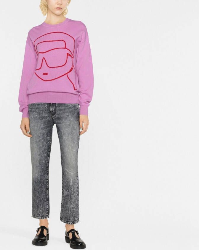 Karl Lagerfeld Ikon 2.0 trui met ronde hals Roze