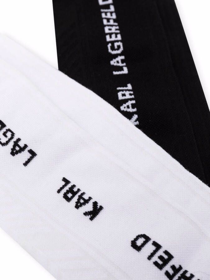 Karl Lagerfeld Twee paar sokken met logo intarsia Zwart