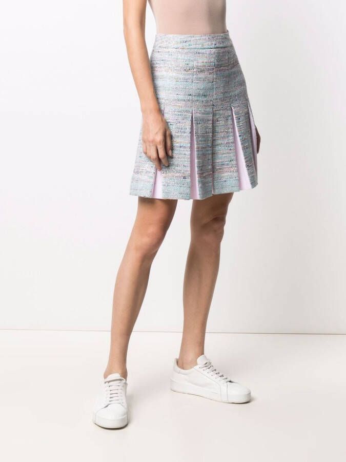 Karl Lagerfeld Tweed plooirok Blauw