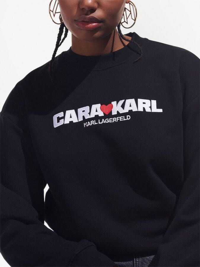 Karl Lagerfeld x Cara Delevingne sweater met logoprint Zwart