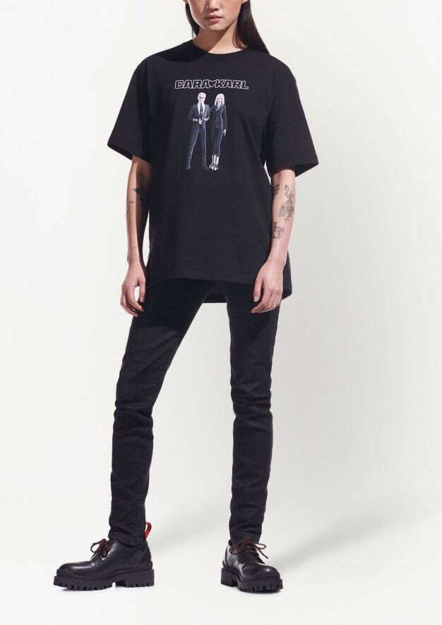 Karl Lagerfeld x Cara Delevingne Avatar T-shirt Zwart