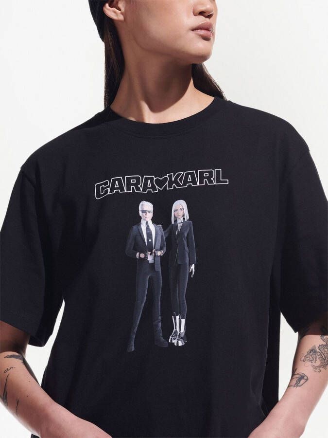 Karl Lagerfeld x Cara Delevingne Avatar T-shirt Zwart